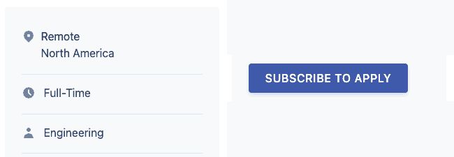 NoDesk job page for a Product Engineer role at Linear: Remote, North America, Full-Time, Engineering, and a Subscribe to Apply button